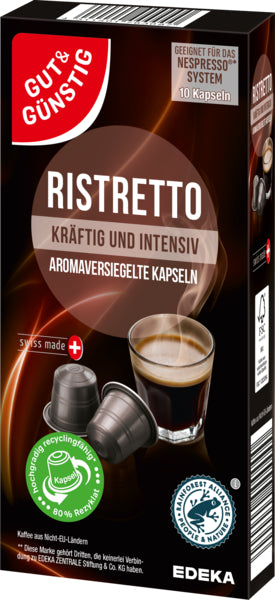 GUT&GÜNSTIG Kaffeekapseln Ristretto 10ST 52g