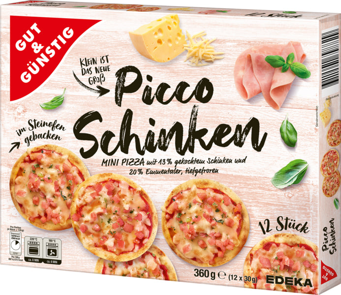 GUT&GÜNSTIG Mini Pizza Schinken 12x30g