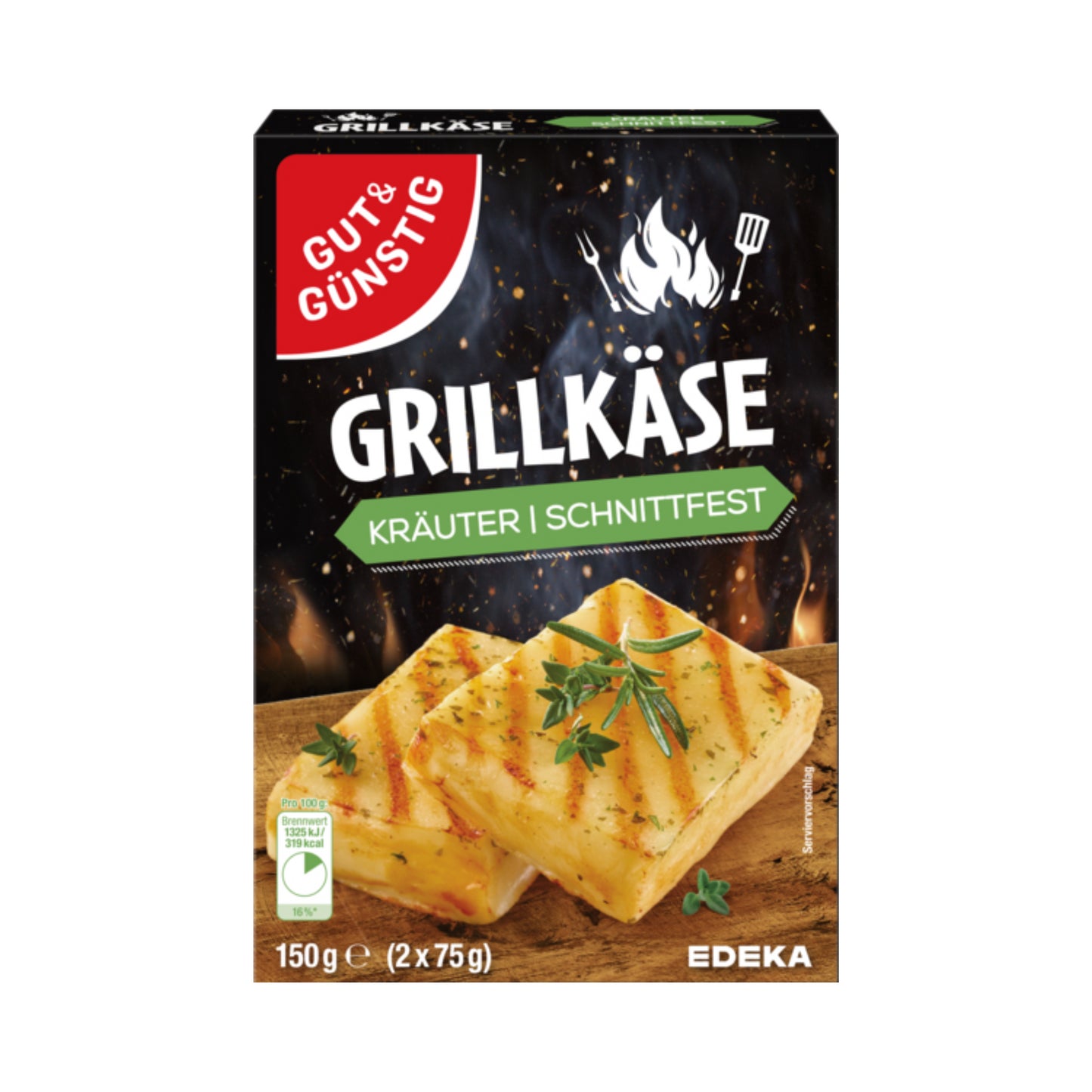 GUT&GÜNSTIG Grill-und Pfannenkäse Kräuter schnittfest 45% 2x75g