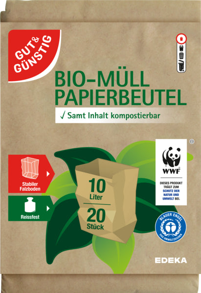 BIO GUT&GÜNSTIG Müllbeutel Papier 10l 20ST