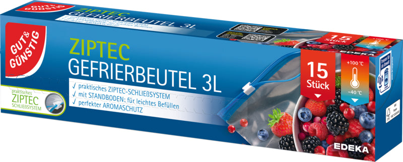 GUT&GÜNSTIG Ziptec-Gefrierbeutel 3l 15ST