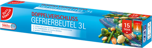 GUT&GÜNSTIG Doppelverschluss Gefrierbeutel 3l 15ST