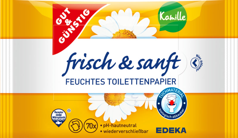 GUT&GÜNSTIG feuchtes Toilettenpapier Kamille Doppelpack 2x70Stück