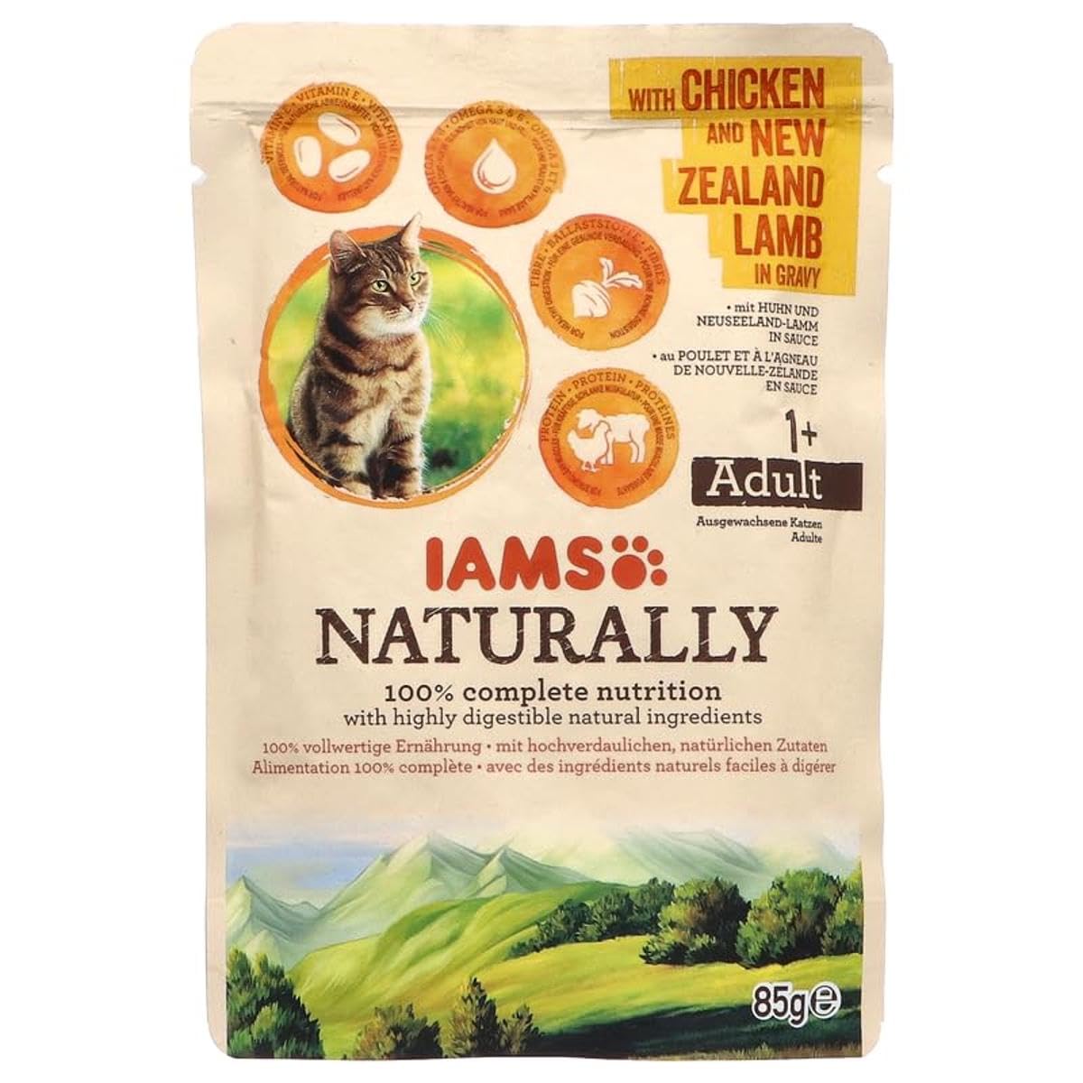 Iams Naturally Katze Erwachsen Huhn&Lamm 85g