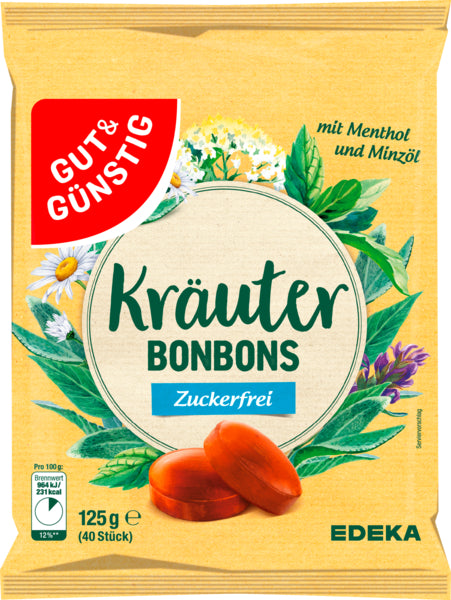 GUT&GÜNSTIG Kräuter Bonbons zuckerfrei 125g