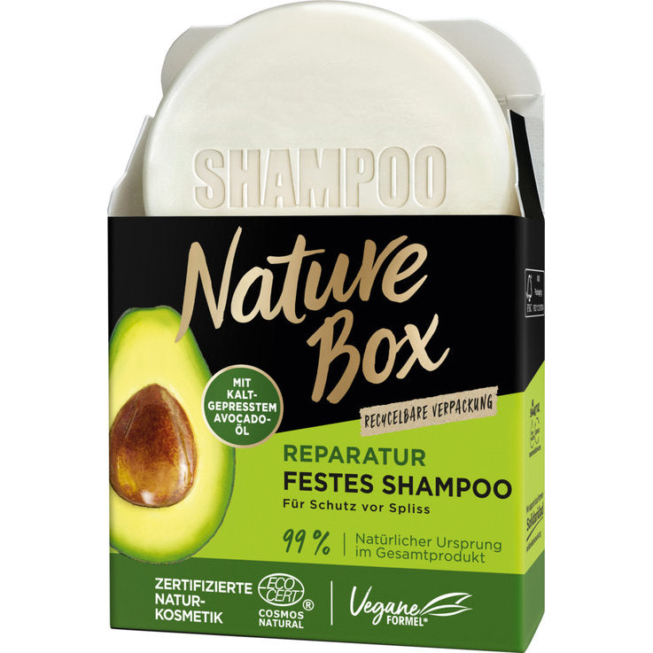 Nature Box Reparatur festes Shampoo Avocado-Öl 85g