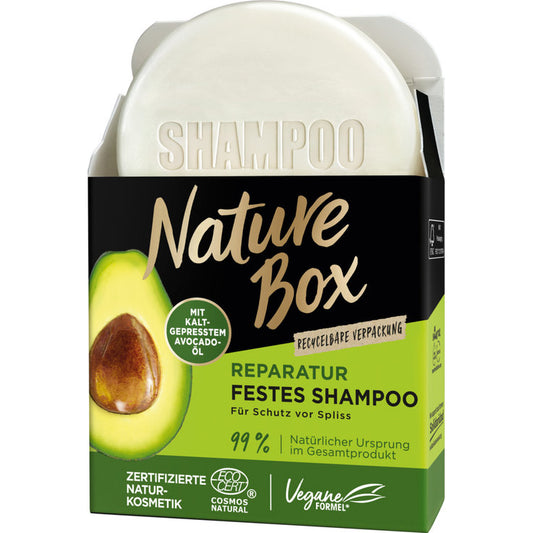 Nature Box Reparatur festes Shampoo Avocado-Öl 85g