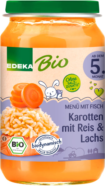 Demeter EDEKA Karotten mit Reis und Lachs ab dem 5.Monat 190g