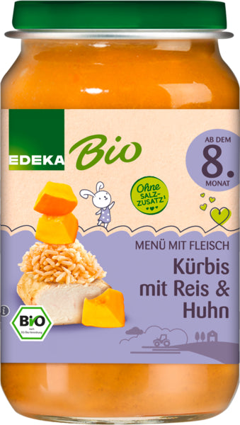 Bio EDEKA Kürbis mit Reis und Huhn ab dem 8.Monat 220g