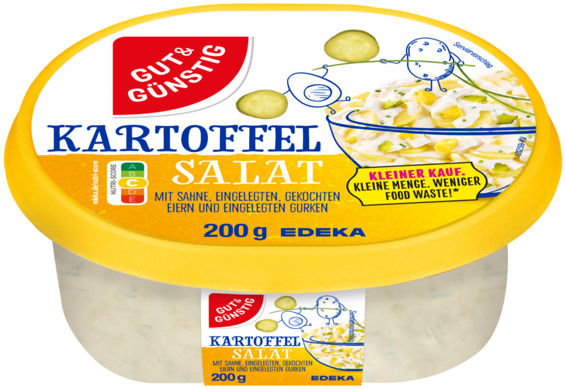 GUT&GÜNSTIG Kartoffelsalat mit Sahne, Ei und eingelegten Gurken Kleiner Kauf 200g