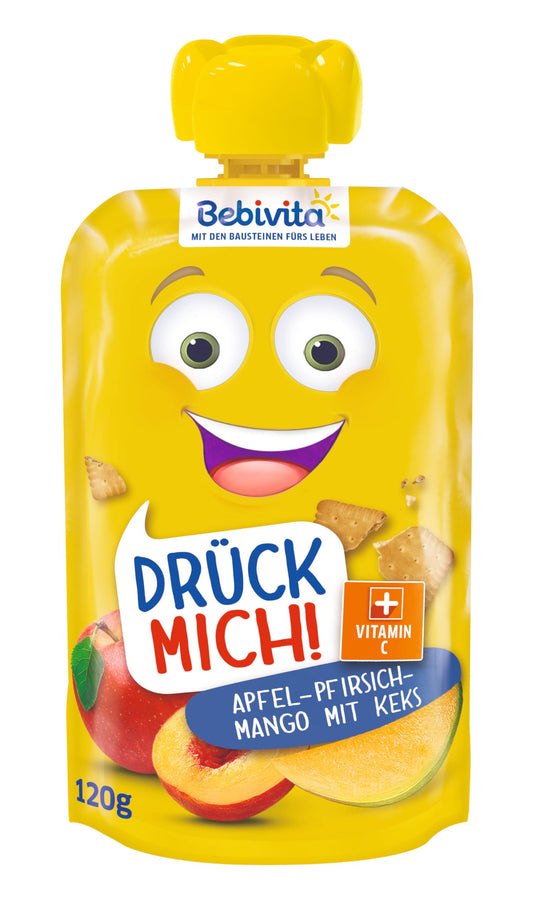 Bebivita Drück Mich! Apfel Pfirsich-Mango mit Keks ab 1 Jahr 120g