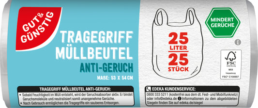 GUT&GÜNSTIG Tragegriff-Müllbeutel Anti-Geruch 25l 25ST