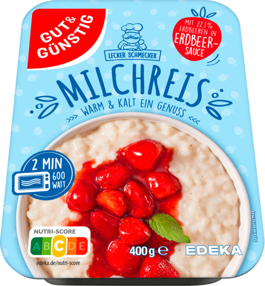 GUT&GÜNSTIG Milchreis mit Erdbeeren in fruchtiger Sauce 400g