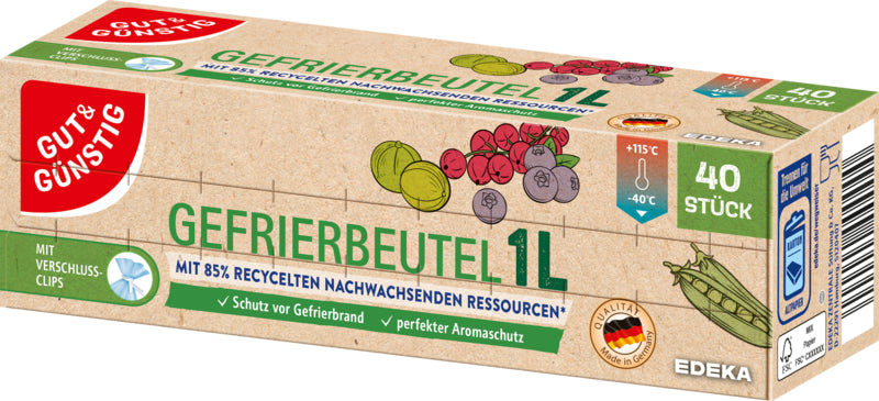 GUT&GÜNSTIG Gefrierbeutel recycelt 1l 40ST