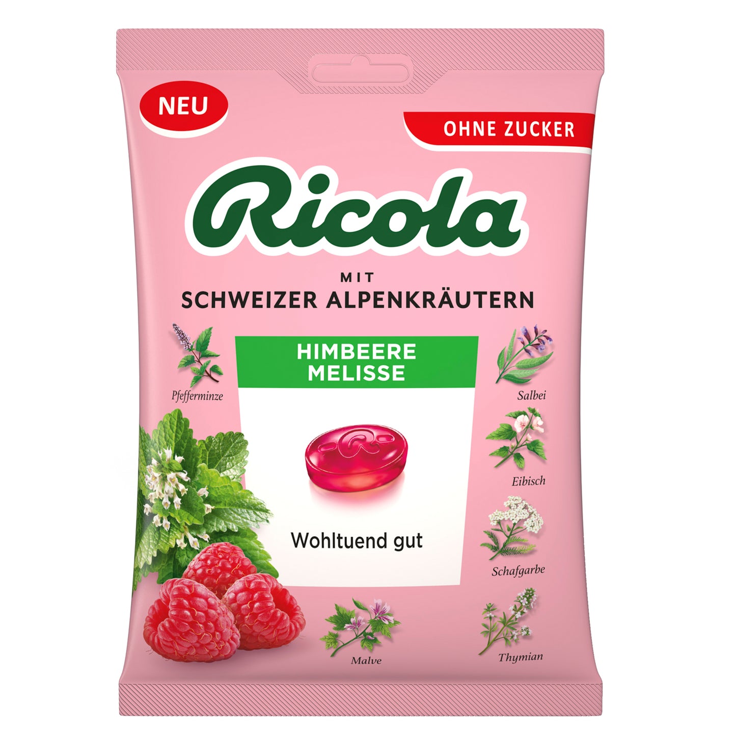 Ricola Himbeere Melisse ohne Zucker 75g