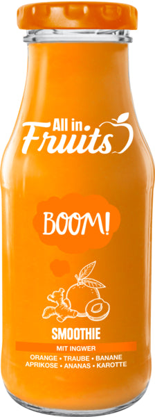 All in Fruits Smoothie Boom Orange Aprikose Ananas Ingwer 250ml