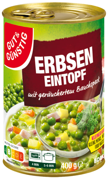 GUT&GÜNSTIG Erbseneintopf mit Bauchspeck Kleiner Kauf 400g