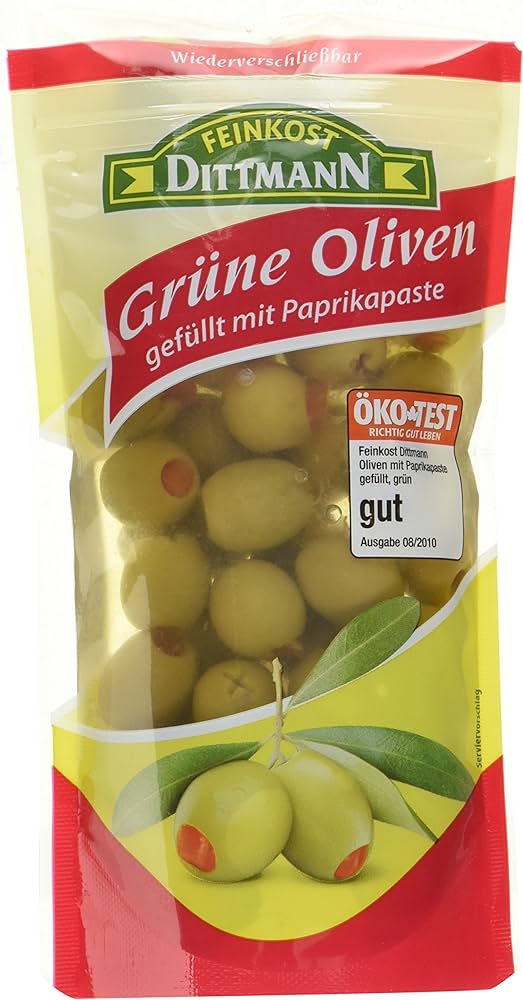 Feinkost Dittmann Oliven gefüllt mit Paprika Paste 270g