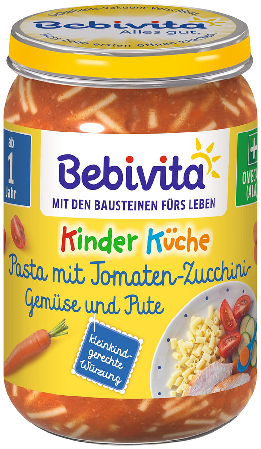 Bebivita Kinder-Küche Pasta mit Tomaten-Zucchini-Gemüse und Pute ab 1 Jahr 250g