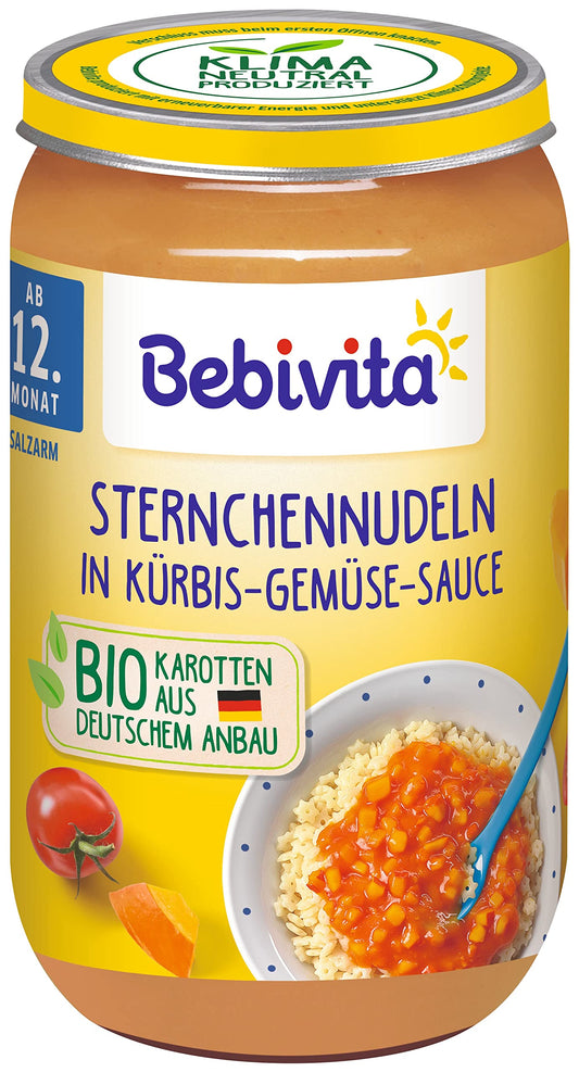 Bio Bebivita Menü Sternchennudeln in Kürbis-Gemüse-Sauce ab dem 12.Monat 250g