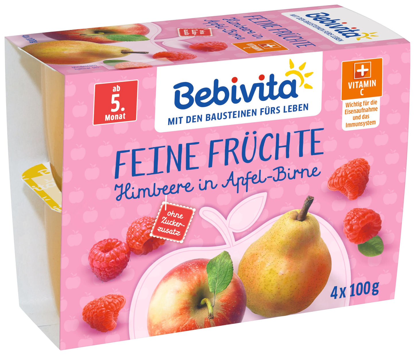 Bebivita Feine Früchte Himbeere in Apfel ab dem 5.Monat 4x100g