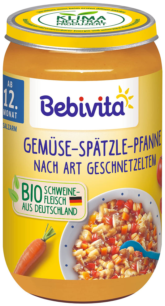 Bio Bebivita Menü Gemüse-Spätzle-Pfanne nach Art Geschnetzeltem ab 12.Monat 250g