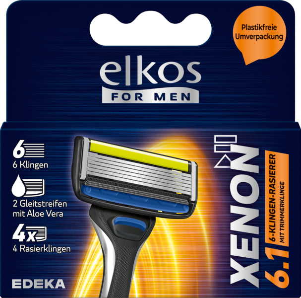 EDEKA elkos for men Xenon 6-Klingen Rasiersystem Herren Ersatzklingen 4ST