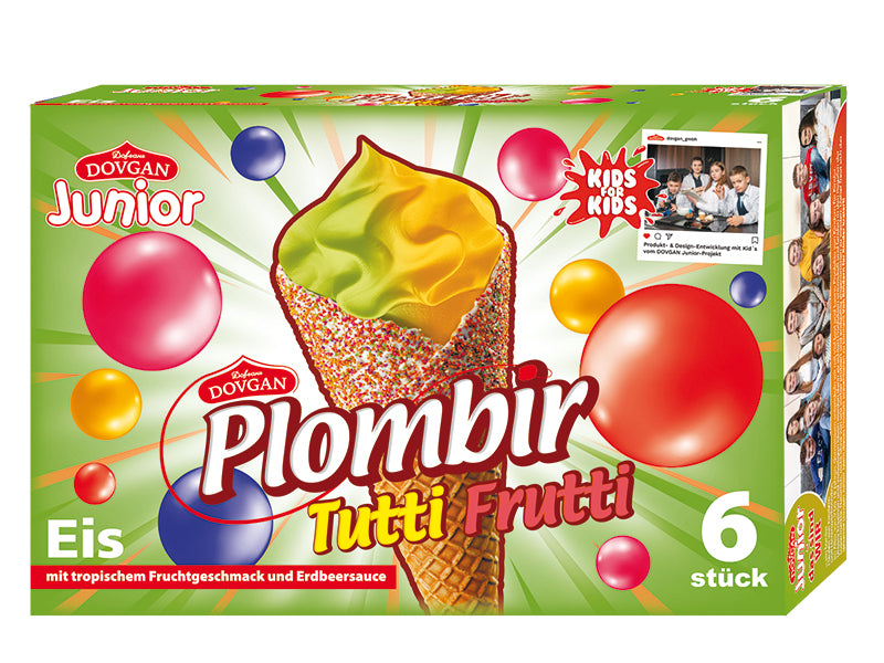 Plombir Eiscreme Tutti-Frutti im Waffelbecher 6x100ml