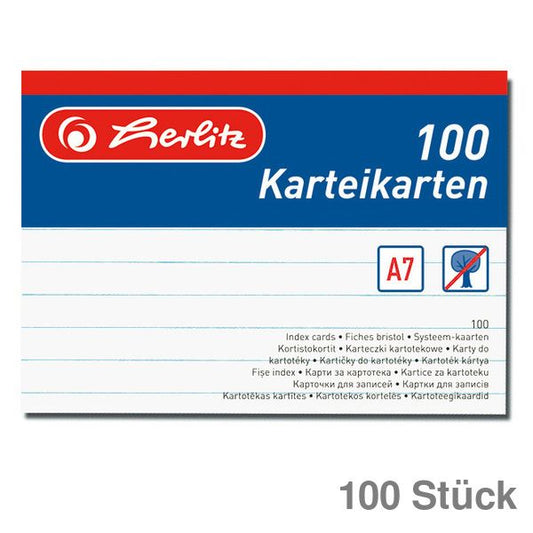 Herlitz Karteikarte liniert weiß A7 100ST