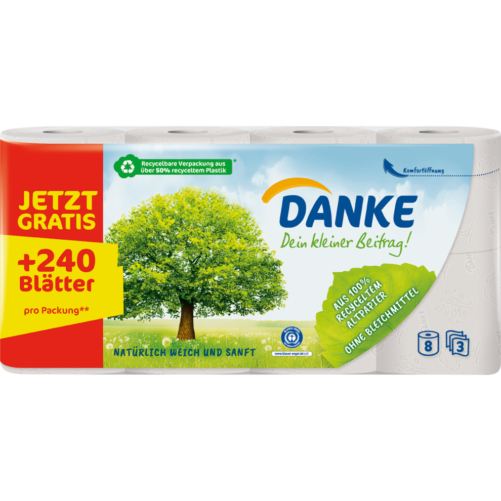 Danke Toilettenpapier 3-lagig 8x150BL