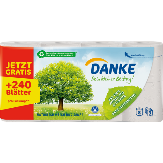 Danke Toilettenpapier 3-lagig 8x150BL