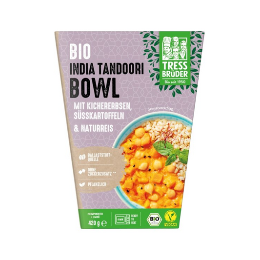 Bio Tress Brüder India Tandoori Bowl mit Kichererbsen, Süßkartoffeln und Naturreis 420g