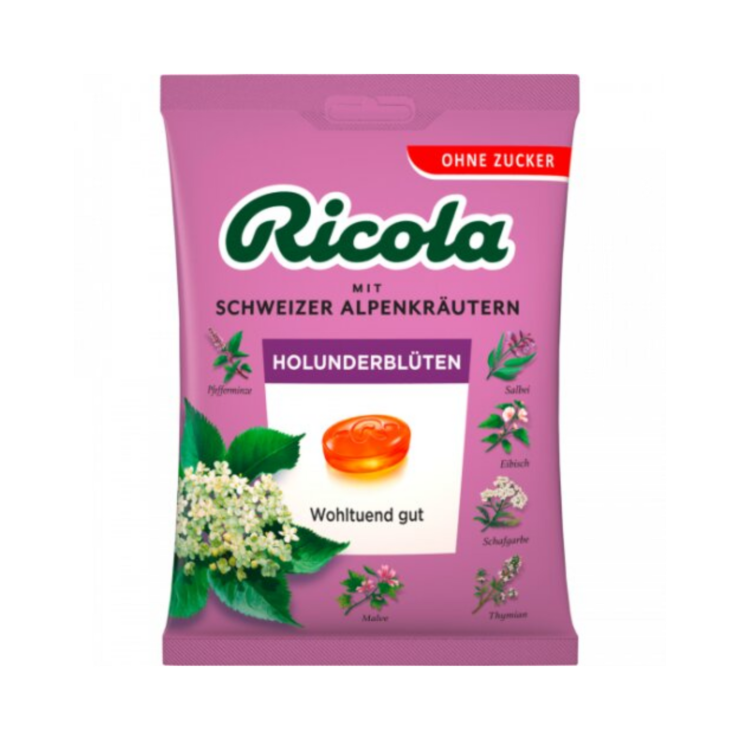 Ricola Holunderblüten Hustenbonbons ohne Zucker 75g