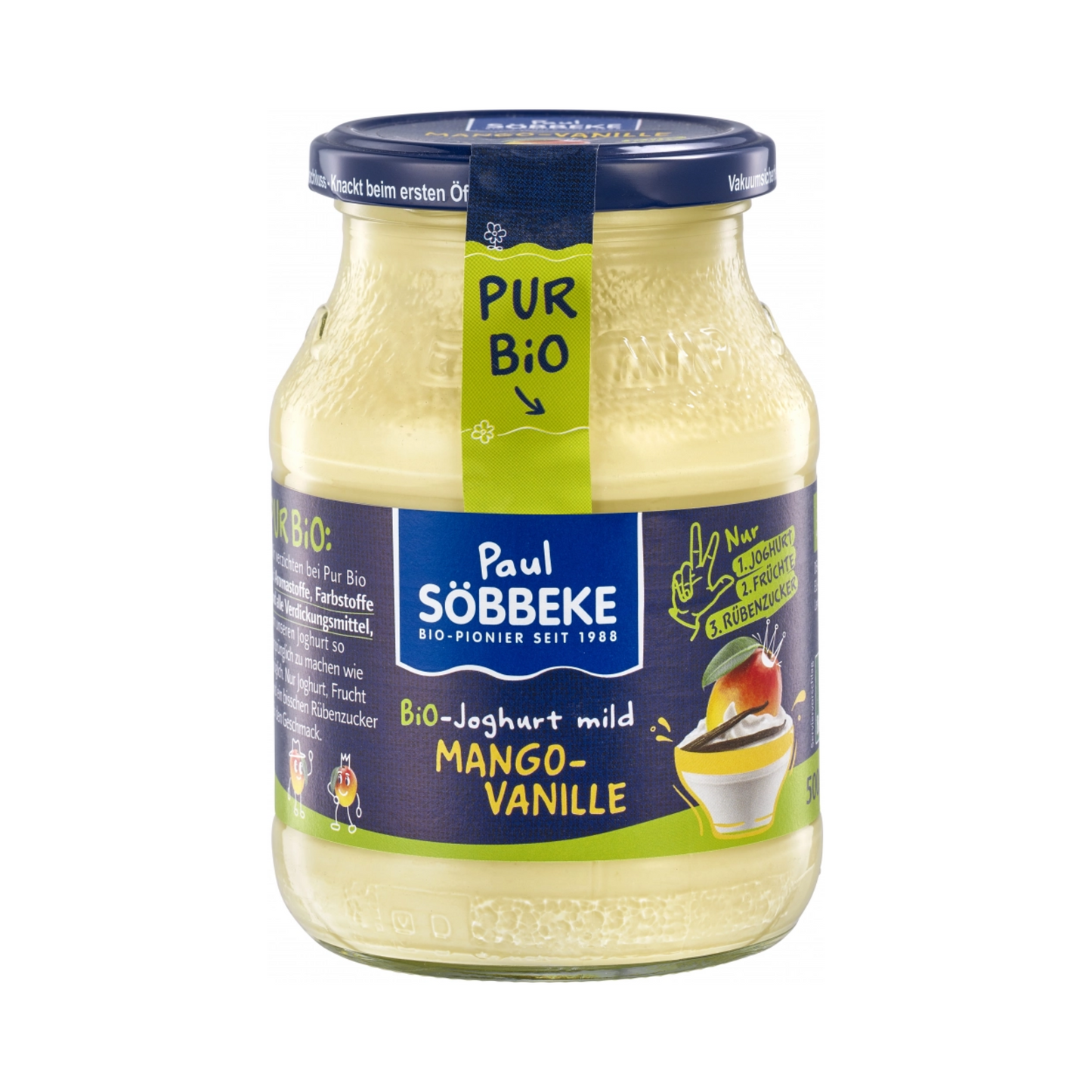 Bio Söbbeke Pur Bio Joghurt Mango-Vanille 3,8% 500g MW