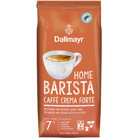 Dallmayr Home Barista Caffee Crema Forte Rainforest Alliance Identity Preserved ganze Bohne 1kg