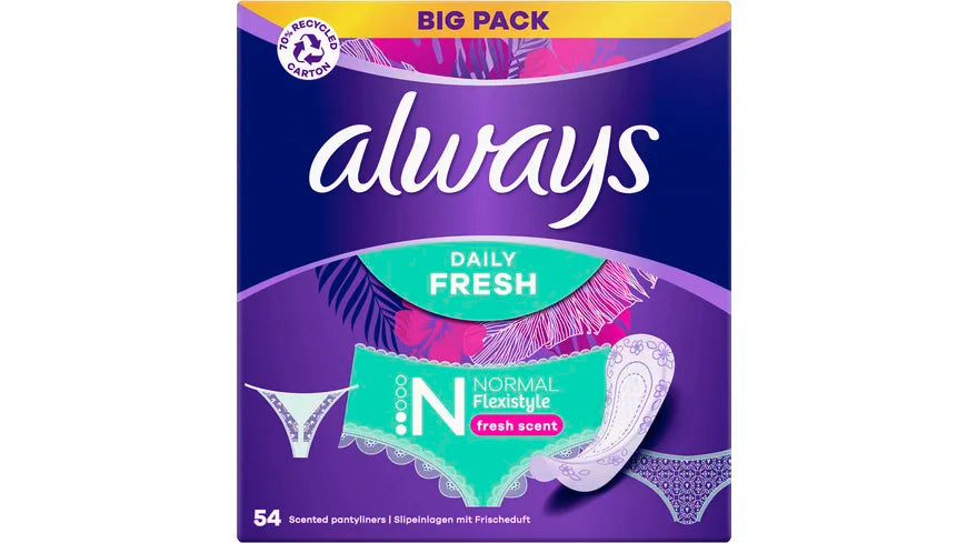 Always Daily Fresh Flexistyle Normal Slipeinlagen mit Frischeduft Big Pack 54ST