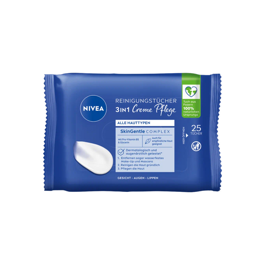 Nivea 3in1 Creme Pflege Reinigungstücher Alle Hauttypen 25ST