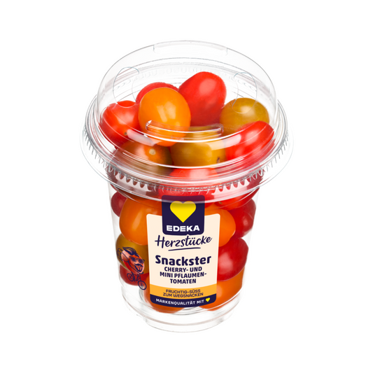 EDEKA Herzstücke Tomaten-Mix Cherrytom.purpur/ge,Mini Pfl.Tom.ro,Mini Roma oran Belgien Klasse I 250g Bec