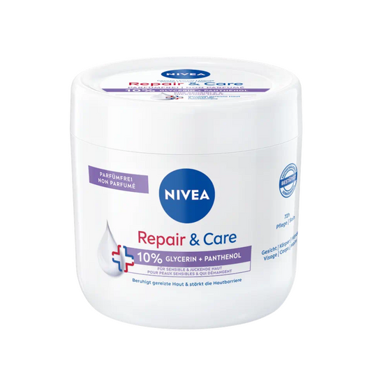 Nivea Body Gesicht Körper Hände Repair & Care Creme Parfümfrei 400ml