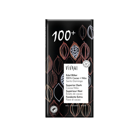 Bio Vivani Edelbitterschokolade 100%+Nibs 80g