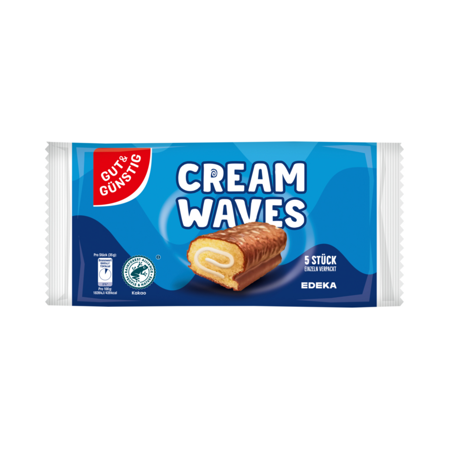 GUT&GÜNSTIG Cream Wave Schoko-Biskuit-Rolle mit Milchcreme 5x35g
