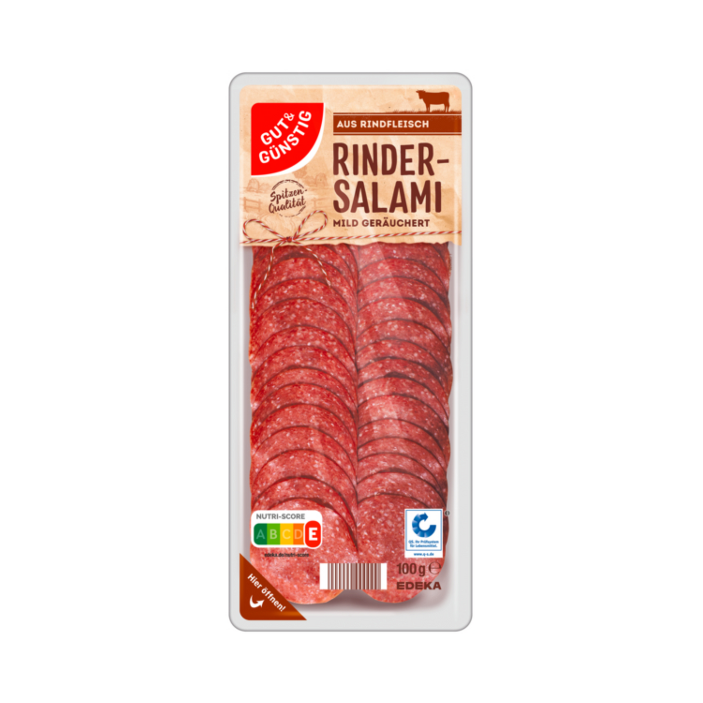 GUT&GÜNSTIG Delikatess Rindersalami geräuchert 100g QS