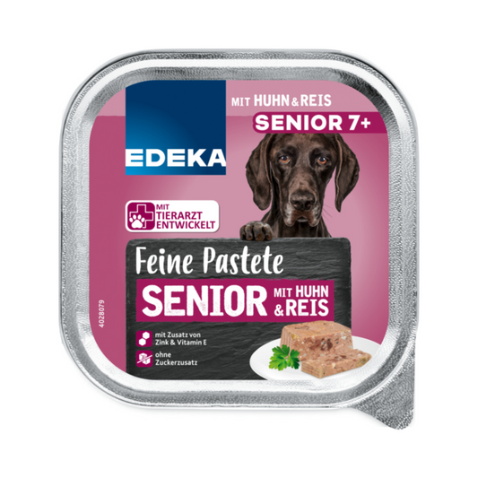 EDEKA Herzstücke Feine Pastete Senior mit Huhn und Reis 300g