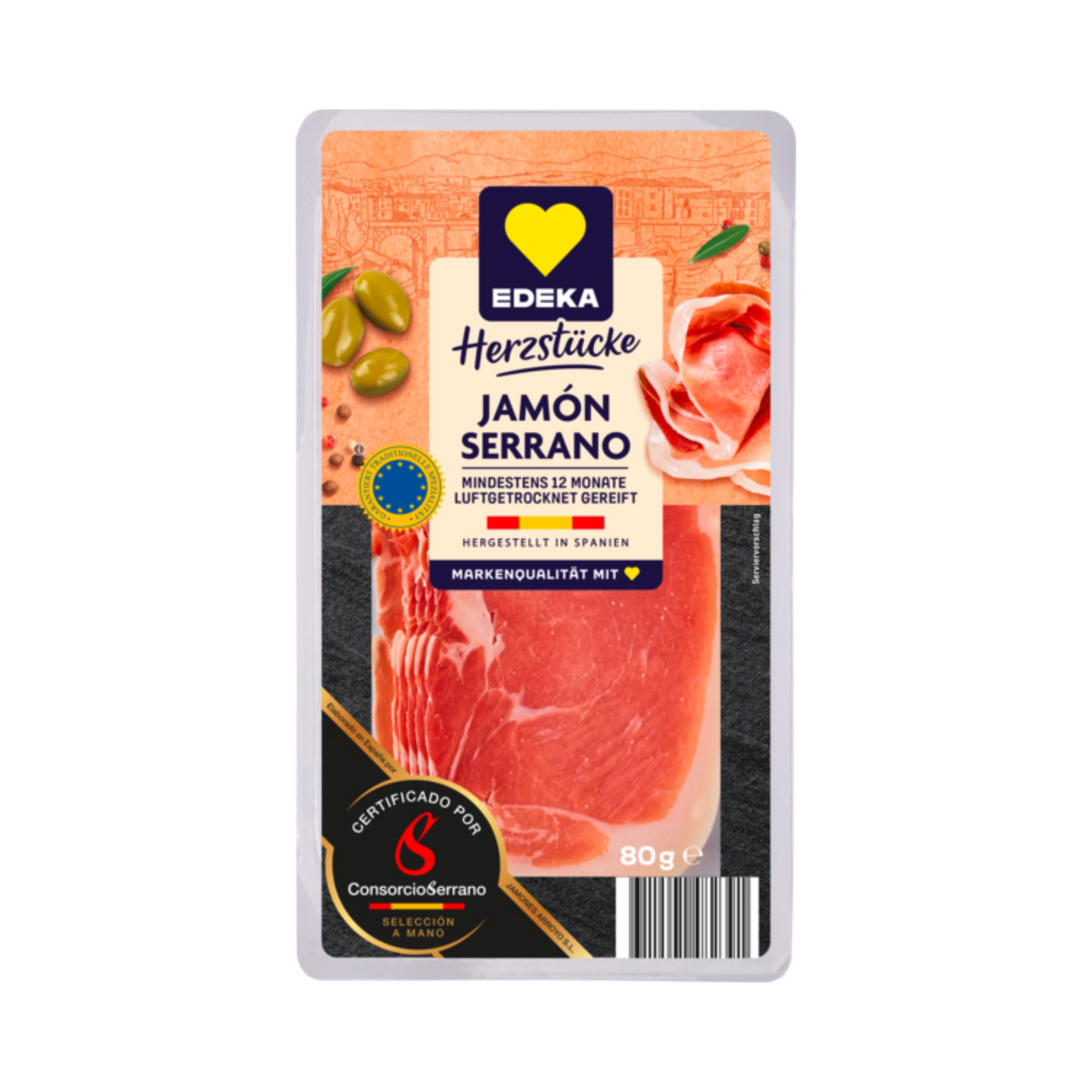 EDEKA Herzstücke Serrano Schinken 80g