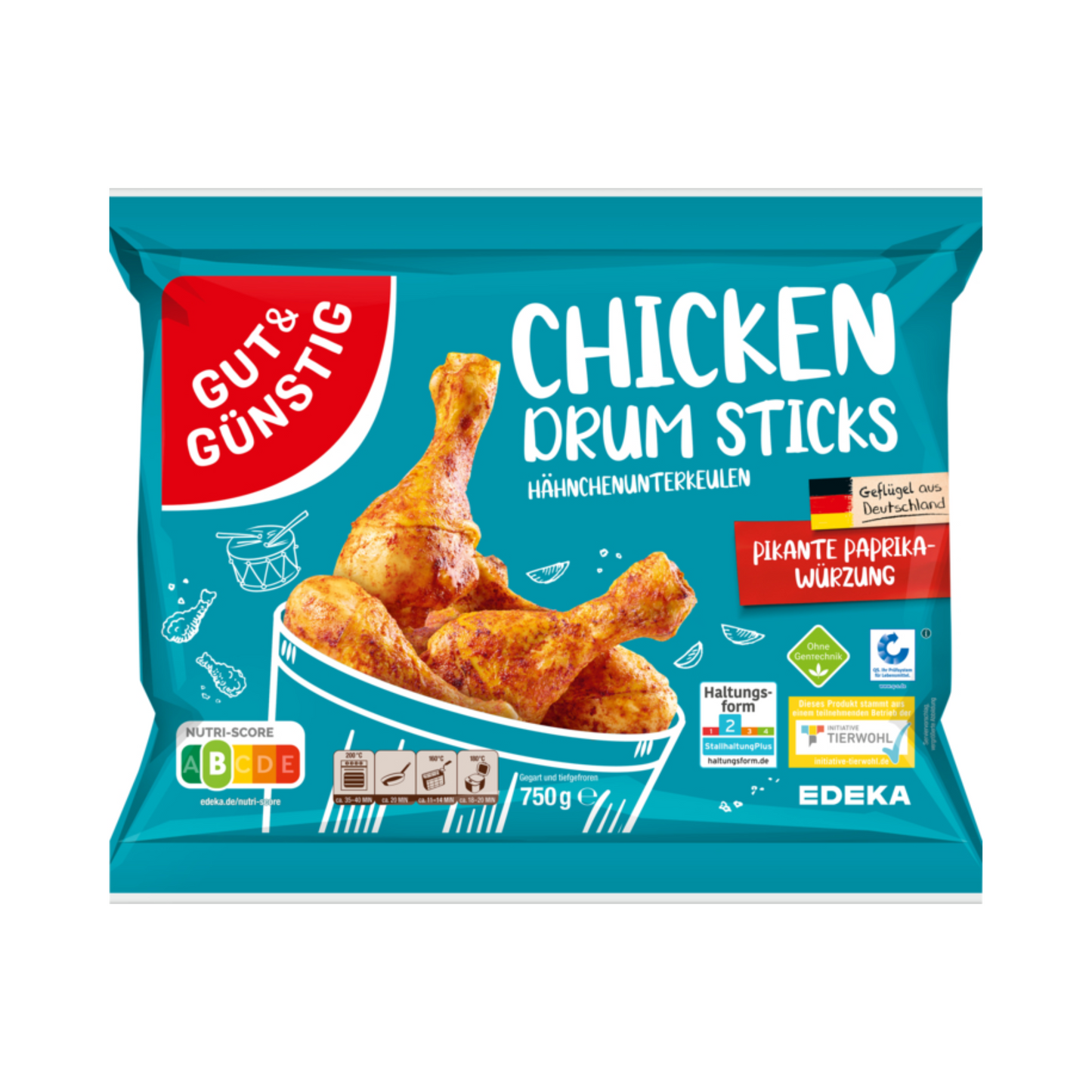 GUT&GÜNSTIG Chicken Drumsticks Paprika gegart 750g VLOG QS ITW