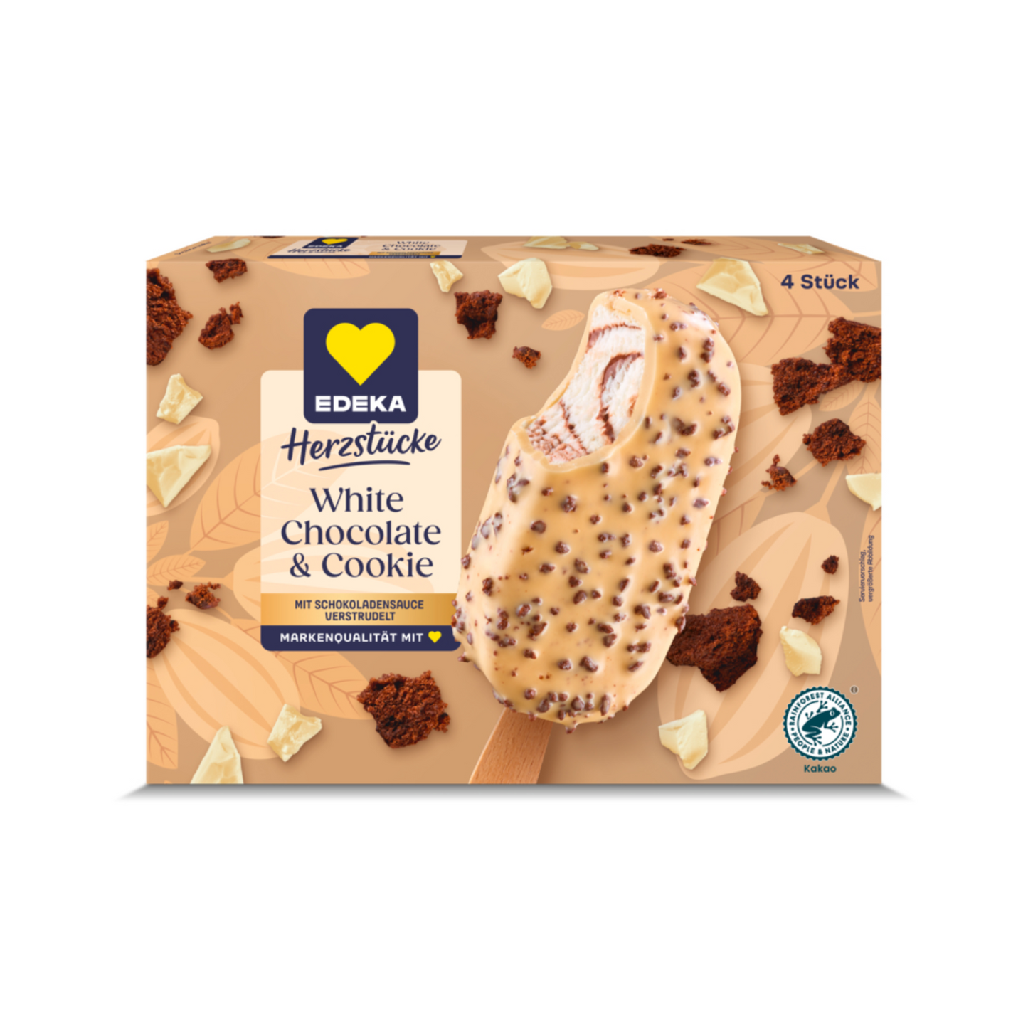 EDEKA Herzstücke Stieleis White Choc&Cookie 4x90ml