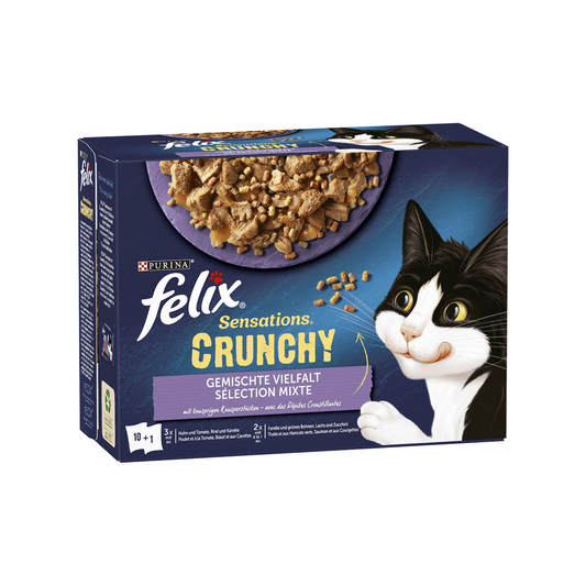 Felix Sensations Crunchy Geschmacksvielfalt mit Gemüse 10x85g+40g