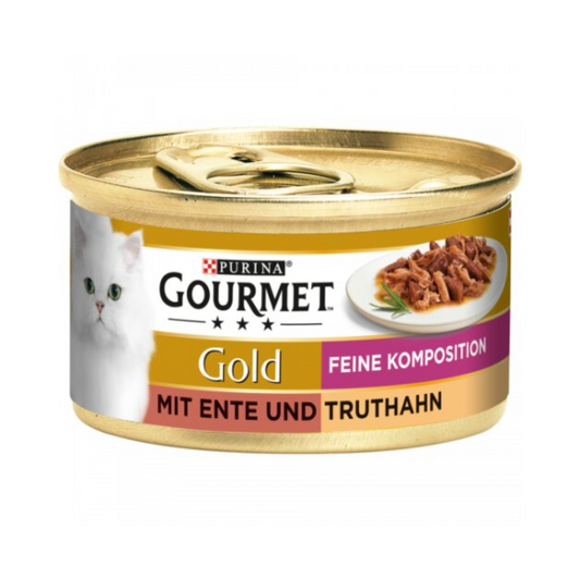 Gourmet Gold Duo Feine Komposition Ente&Truthahn Katzennassnahrung 85g