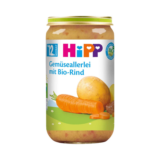 Bio Hipp Menü Gemüseallerlei mit Rind ab 12.Monat 250g