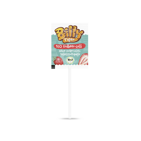 Bio Billy Tiger Erdbeer Lolli ohne Zuckerzusatz 6g